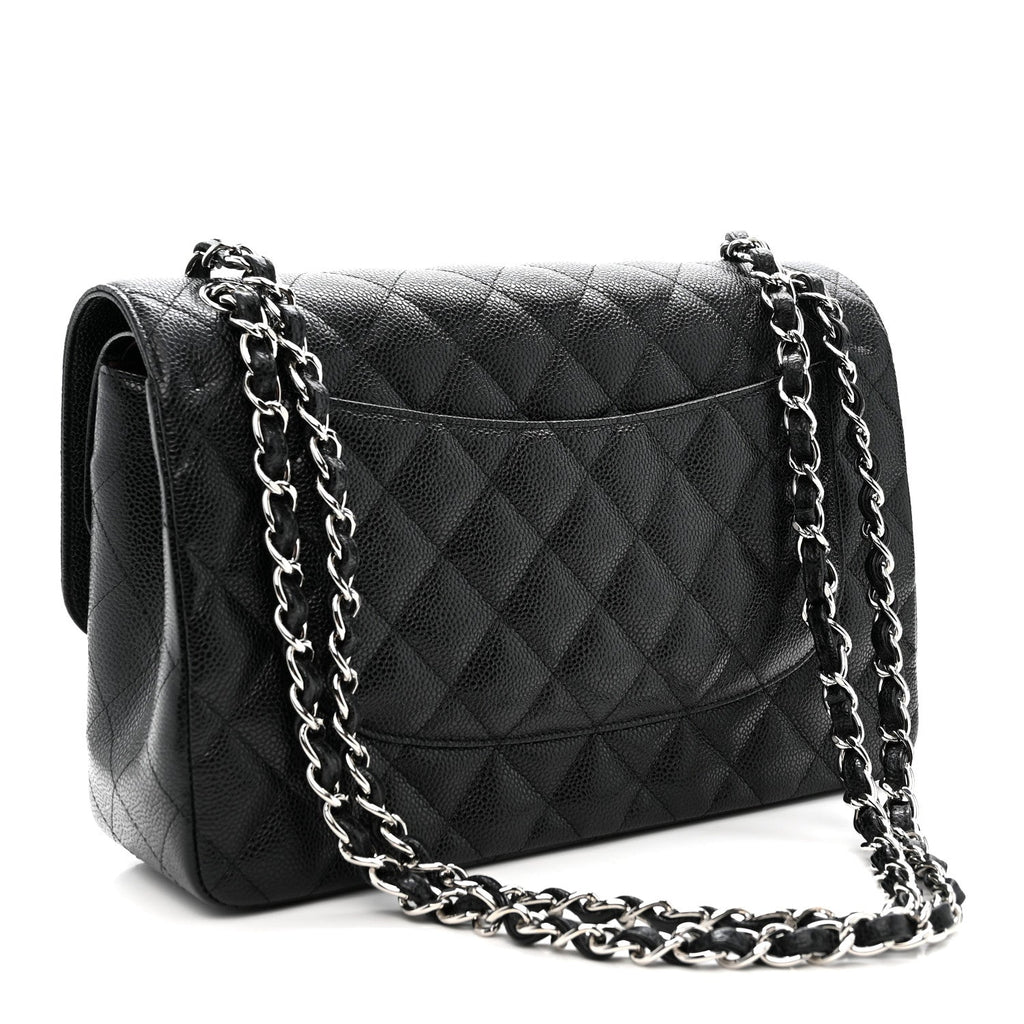Caviar Quilted Jumbo Double Flap Black wholesalehk.shop