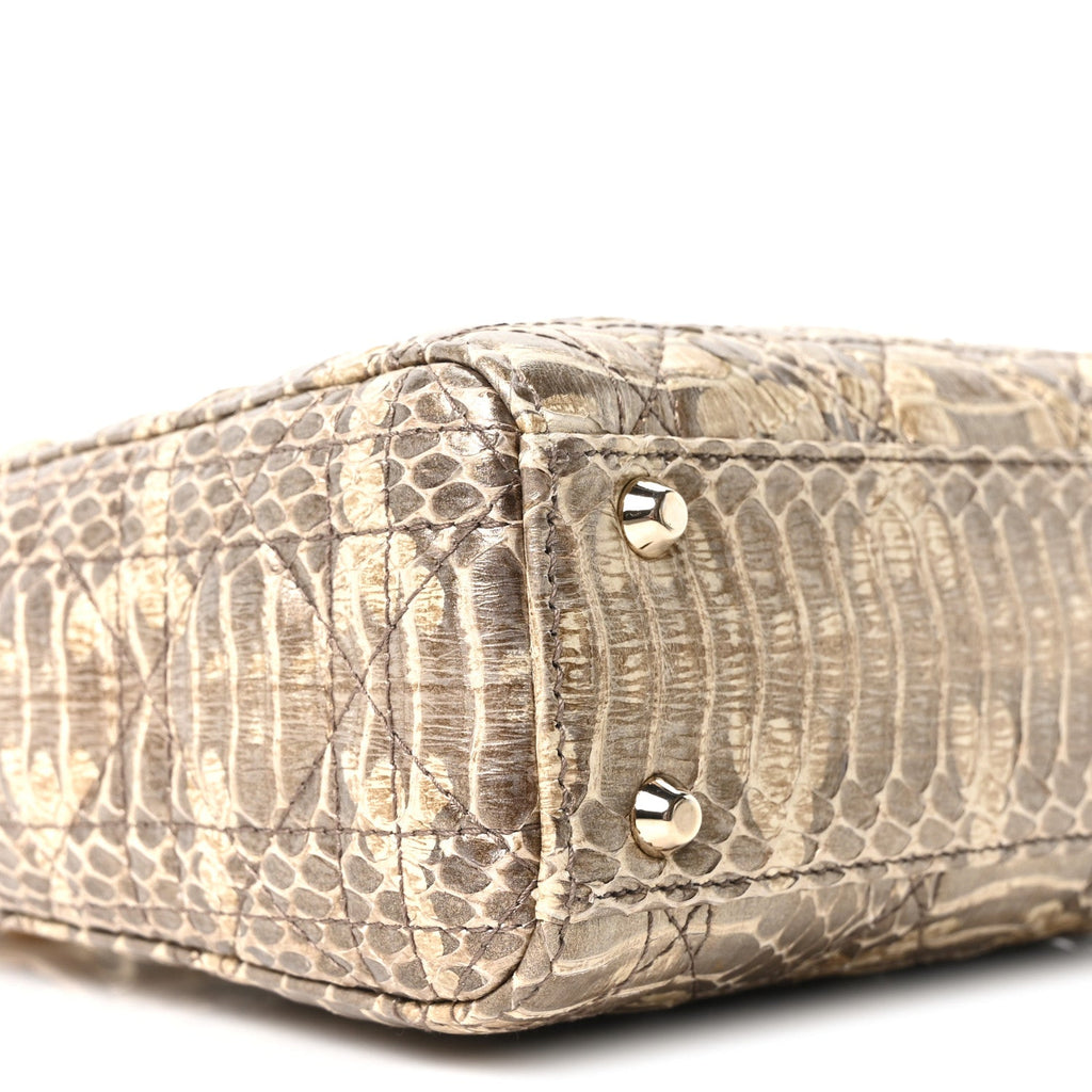 Metallic Snakeskin Cannage Mini Lady Dior Beige wholesalehk.shop
