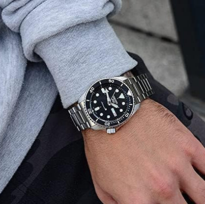Seiko 5 Sports Automatic Day Date Black Dial Silver Steel Strap Watch for Men - SRPD55K1 wholesalehk.shop