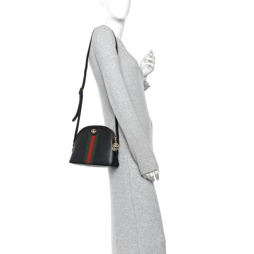 Calfskin GG Web Small Ophidia Dome Shoulder Bag Black wholesalehk.shop