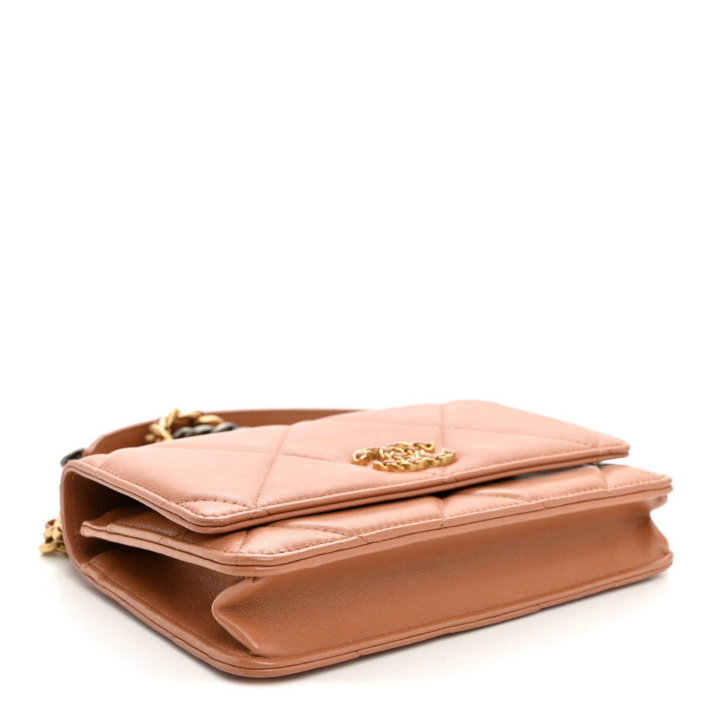 Lambskin Quilted Chanel 19 Wallet On Chain WOC Brown wholesalehk.shop