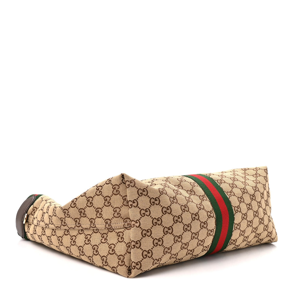 GG Monogram Web Large Giglio Tote Beige Brown wholesalehk.shop