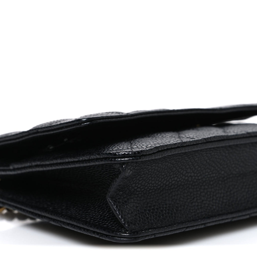 Caviar Quilted Wallet on Chain WOC Black wholesalehk.shop