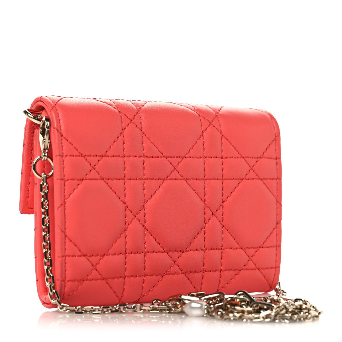 Lambskin Cannage Miss Dior Glycine Wallet on Chain Pink wholesalehk.shop