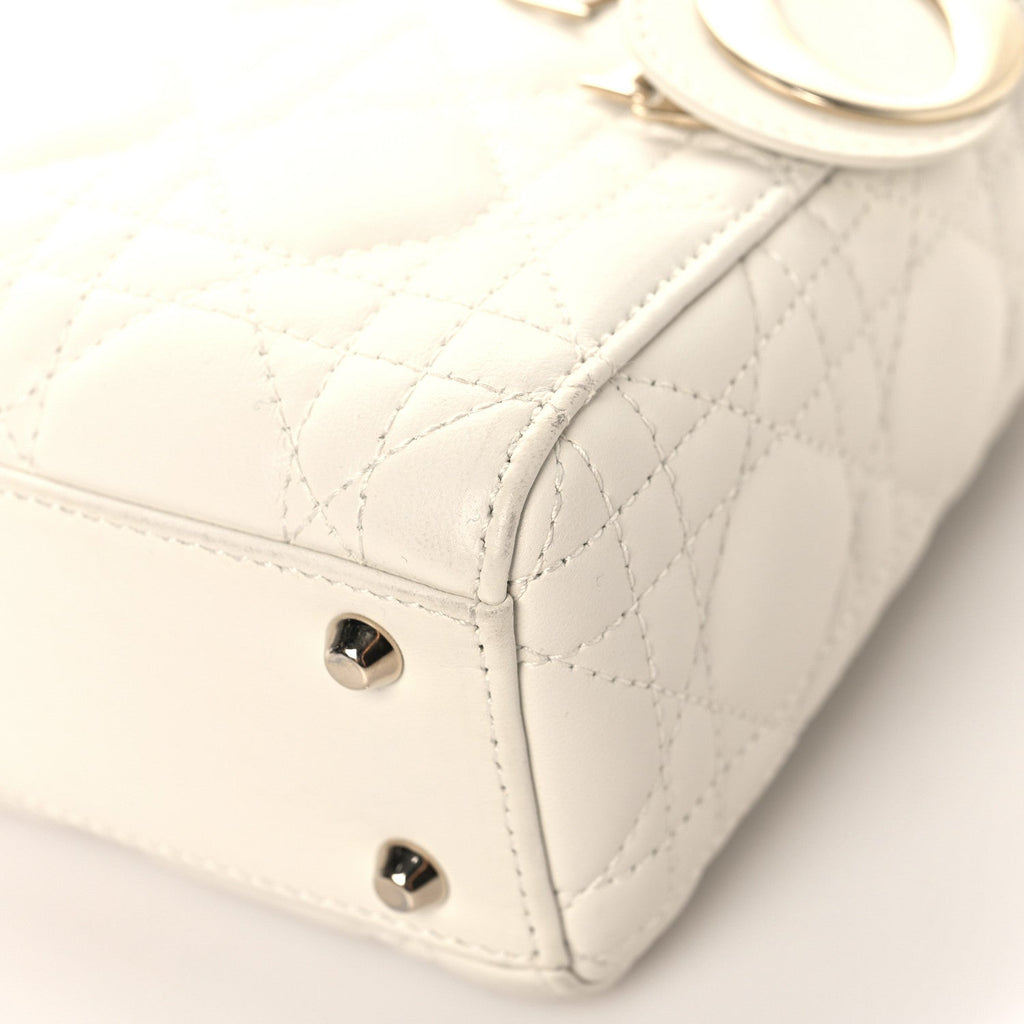 Lambskin Cannage Mini Lady Dior White wholesalehk.shop
