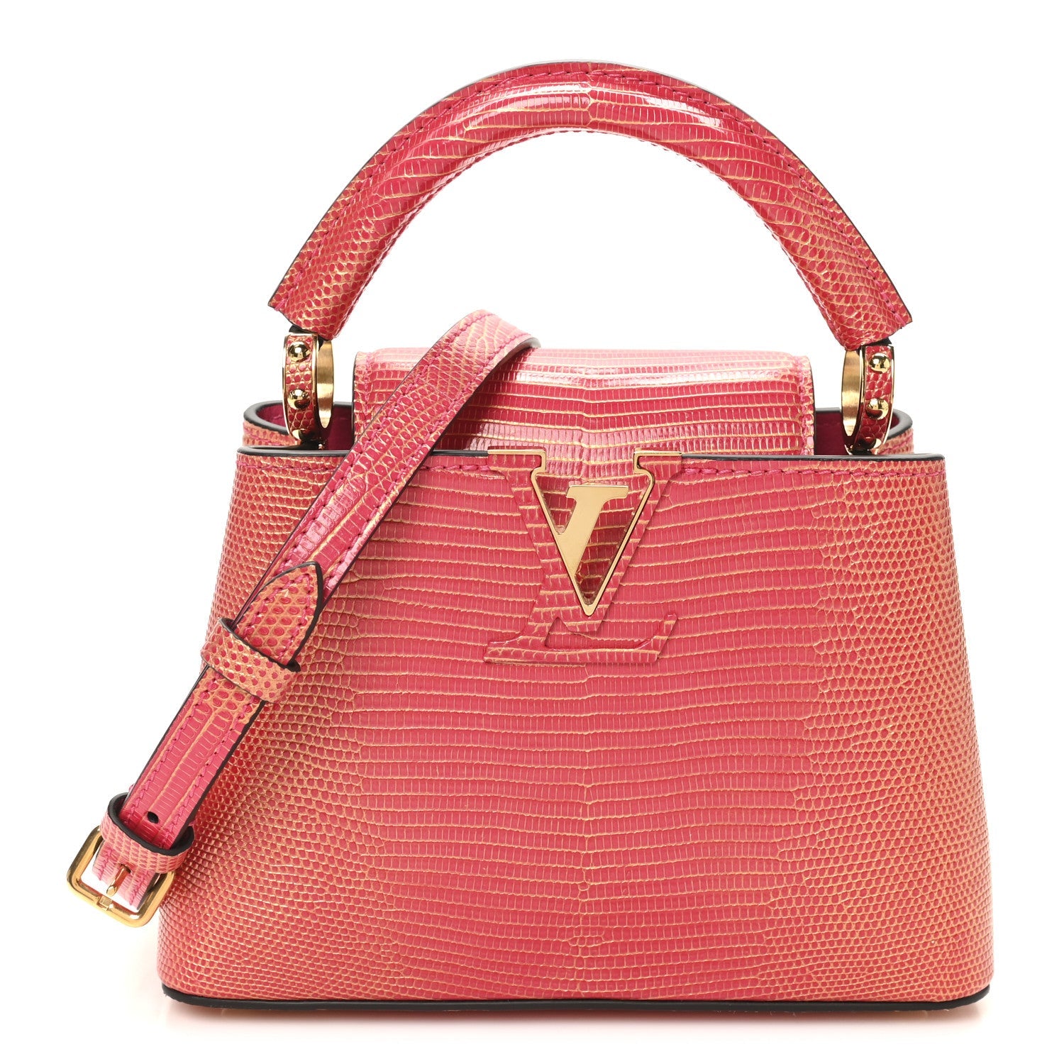 Metallic Lizard Capucines Mini Fuchsia Gold £¨ Direct shipment via from wholesalehk.shop