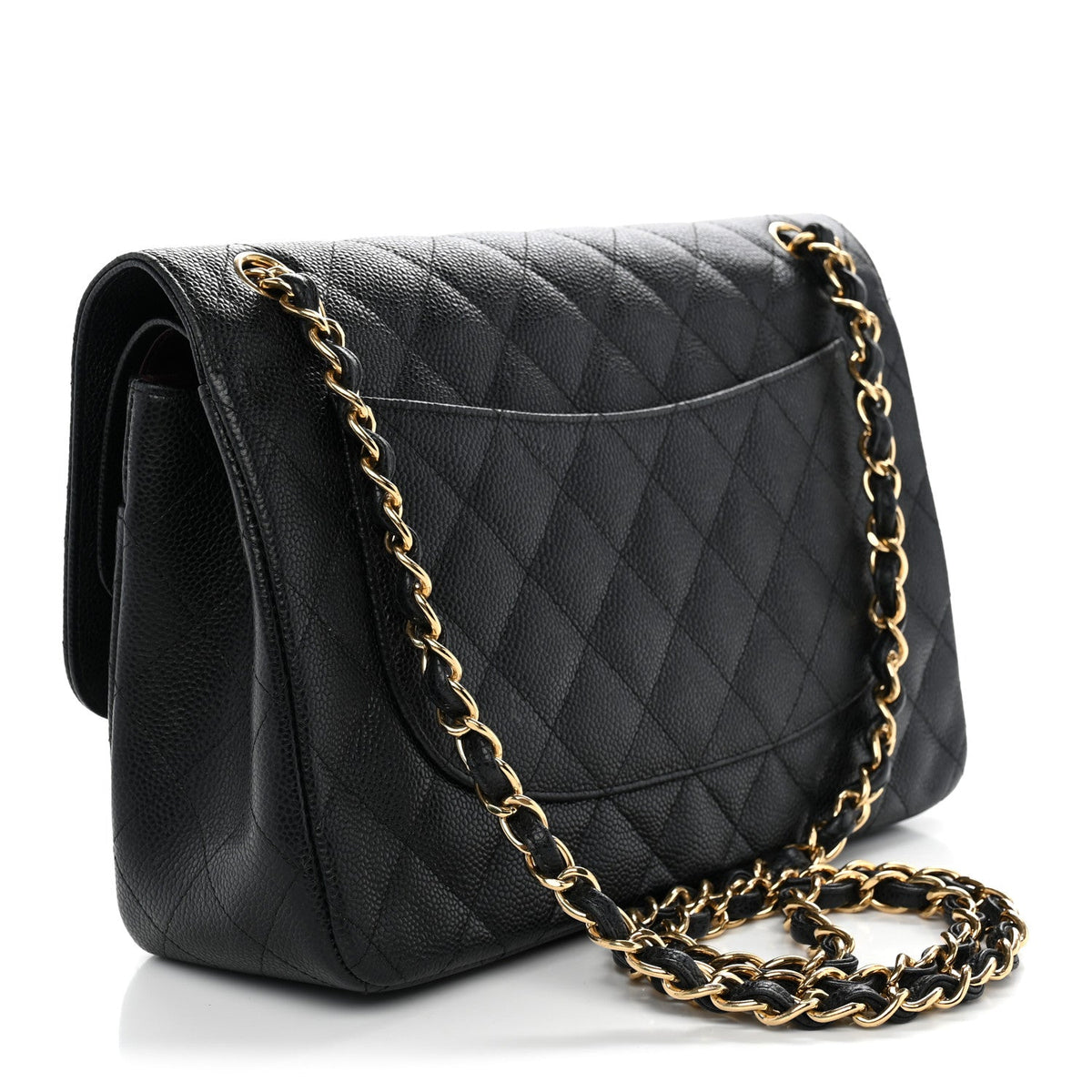 Caviar Quilted Jumbo Double Flap Black wholesalehk.shop