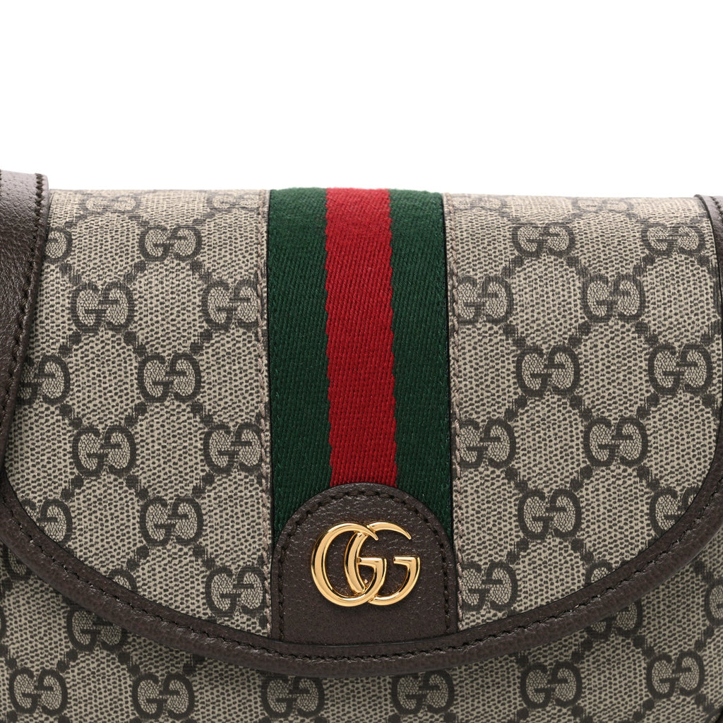 GG Supreme Monogram Textured Dollar Calfskin Mini Ophidia Flap Shoulder Bag Beige Ebony New Acero wholesalehk.shop