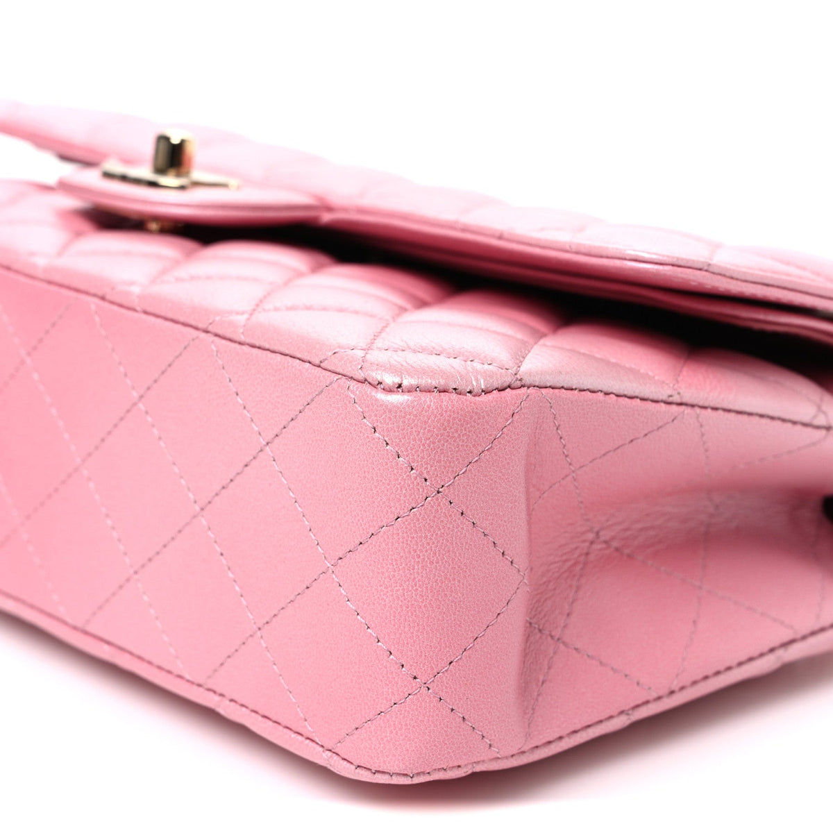 Iridescent Caviar Quilted Medium Double Flap Rose Pink wholesalehk.shop