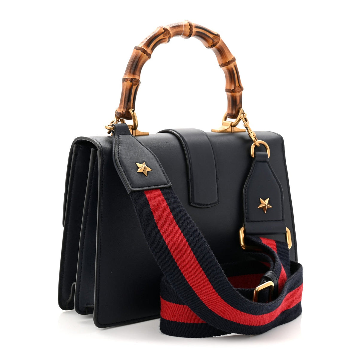 Moon Calfskin Web Medium Dionysus Bamboo Top Handle Bag Black Bright Evergreen Hibiscus Red wholesalehk.shop
