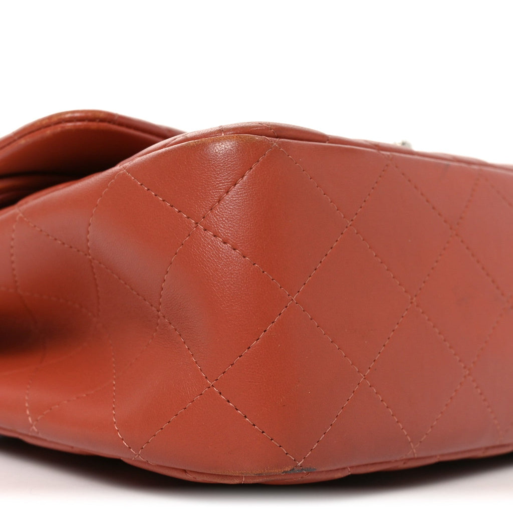 Lambskin Quilted Jumbo Double Flap Orange wholesalehk.shop