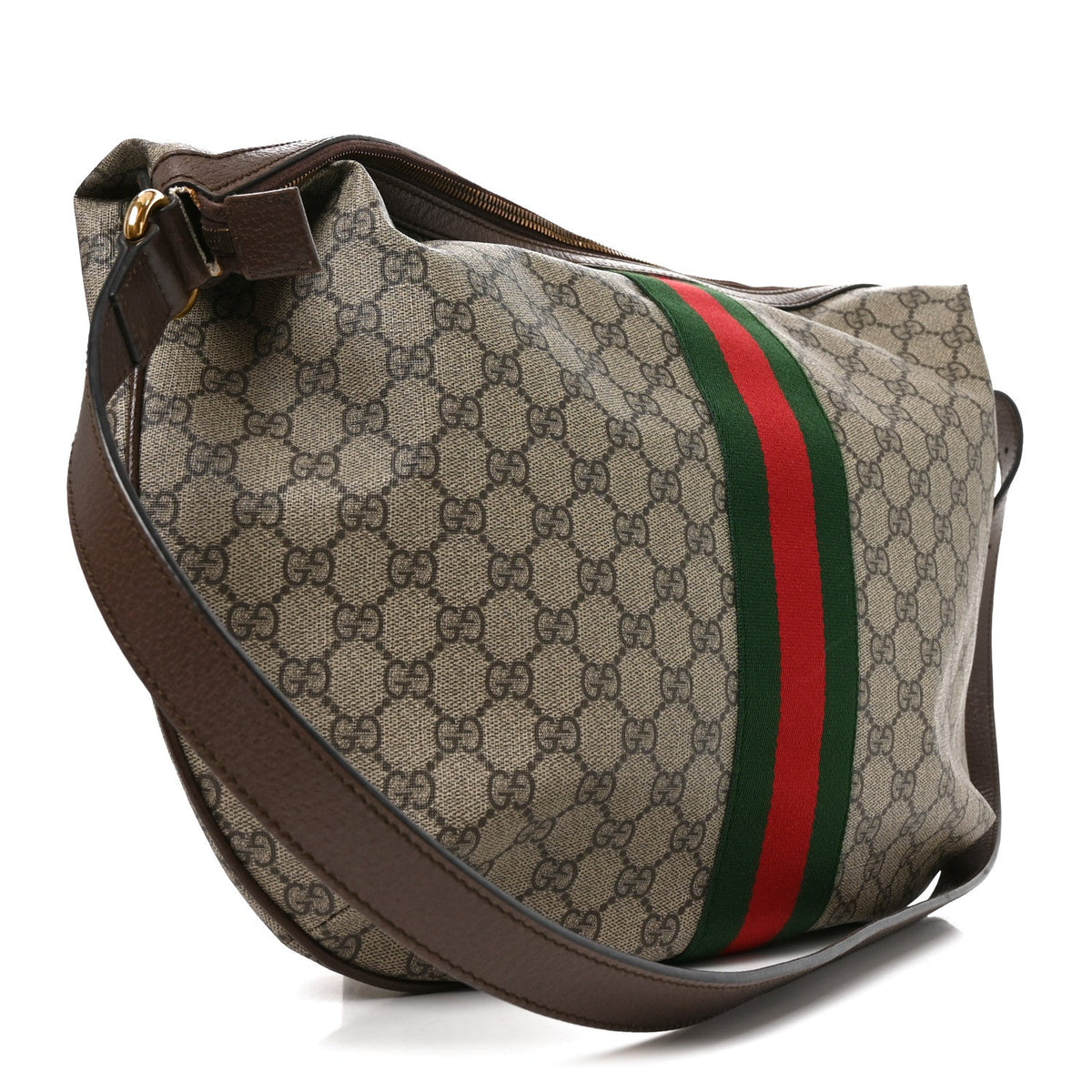 GG Supreme Monogram Web Ophidia Half Moon Hobo Brown wholesalehk.shop