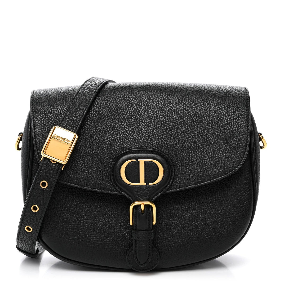 Grained Calfskin Medium Bobby Flap Black wholesalehk.shop