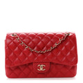 Caviar Quilted Jumbo Double Flap Red wholesalehk.shop