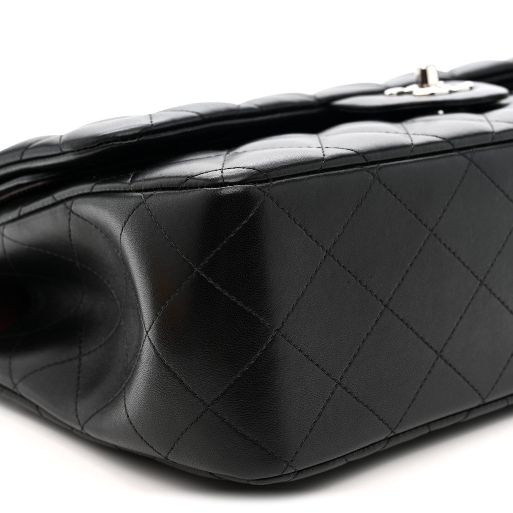 Lambskin Quilted Jumbo Double Flap Black wholesalehk.shop