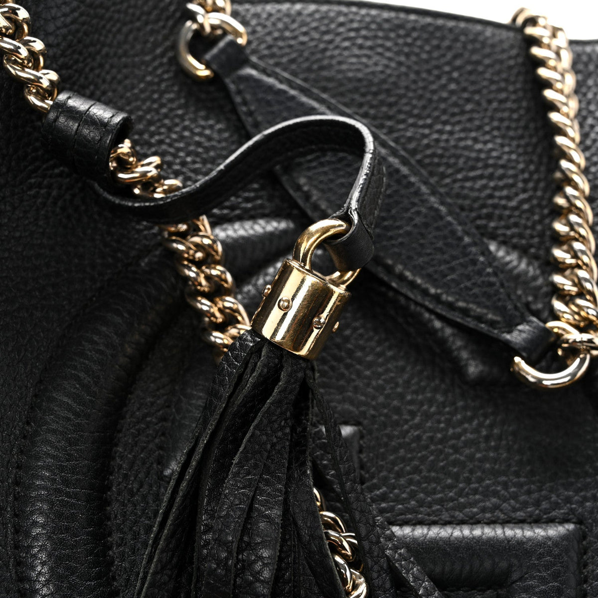 Pebbled Calfskin Medium Soho Chain Shoulder Bag Black wholesalehk.shop