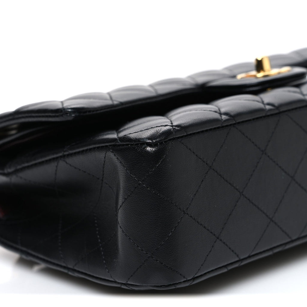 Lambskin Quilted Medium Double Flap Black wholesalehk.shop