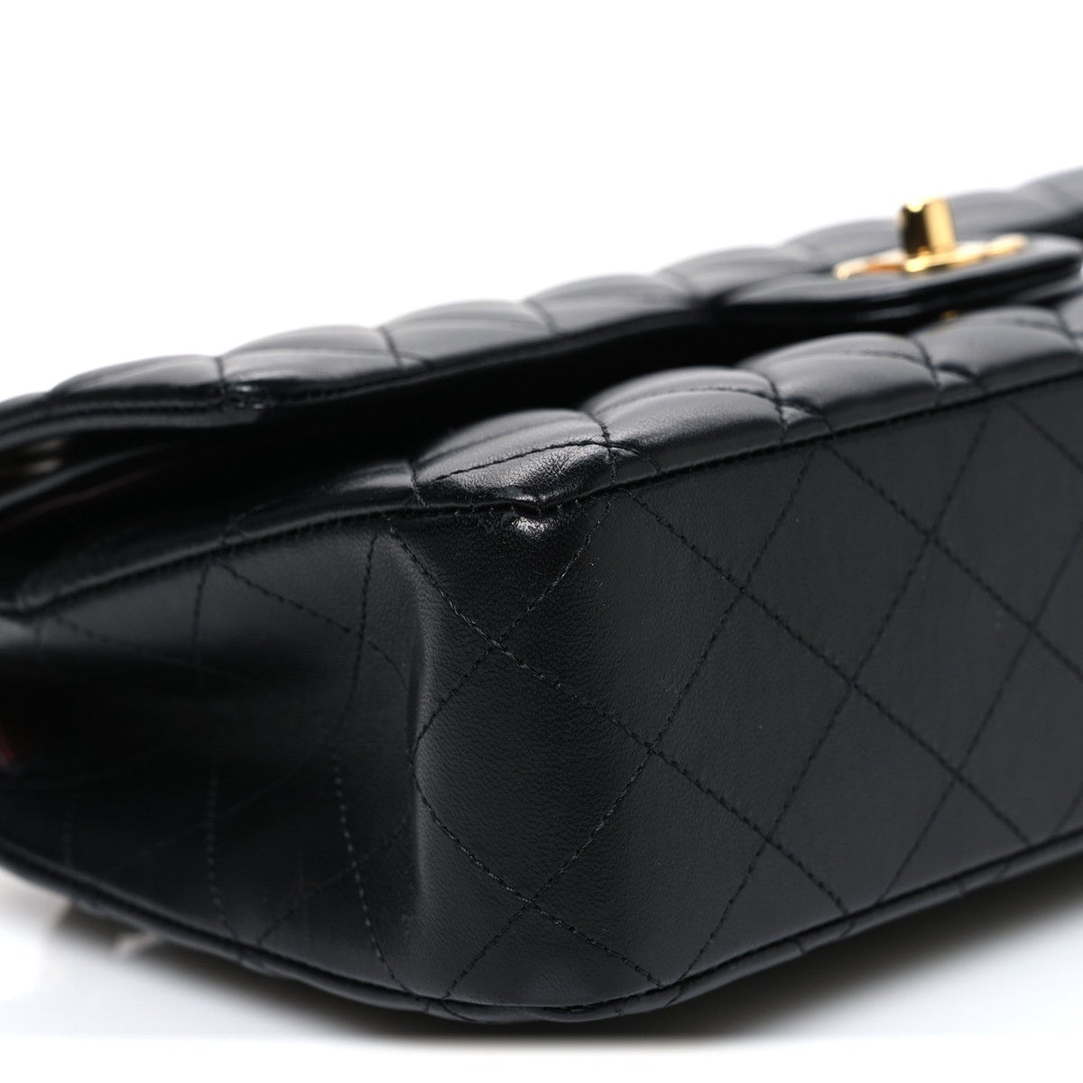 Lambskin Quilted Medium Double Flap Black wholesalehk.shop