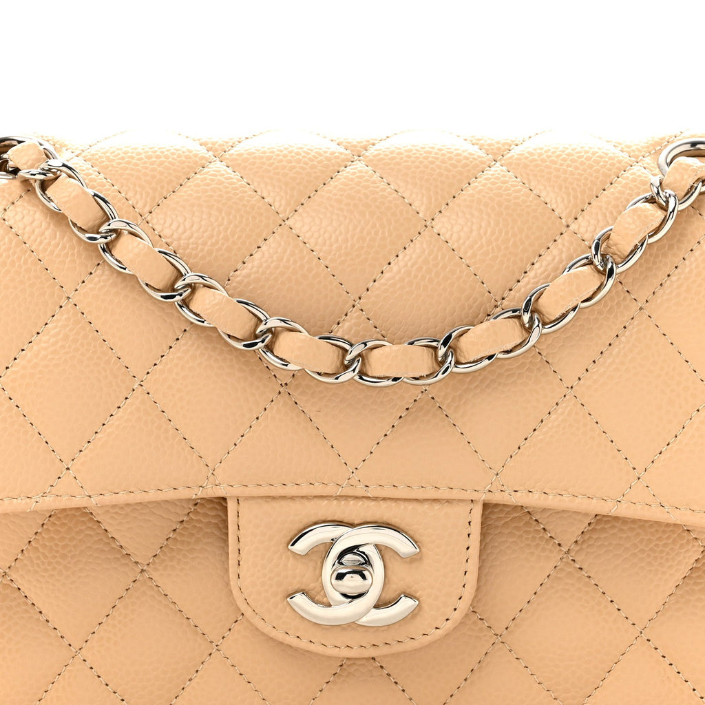 Caviar Quilted Small Double Flap Beige wholesalehk.shop