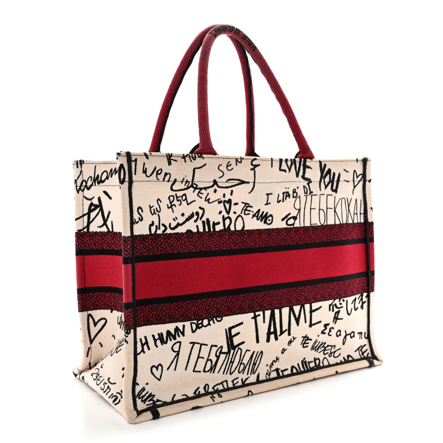 Canvas Embroidered Medium Dioramour Graffiti Book Tote Latte Multicolor £¨ Direct shipment via from wholesalehk.shop