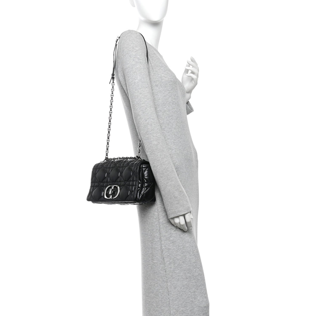 Calfskin Macrocannage Large Caro Bag Black wholesalehk.shop