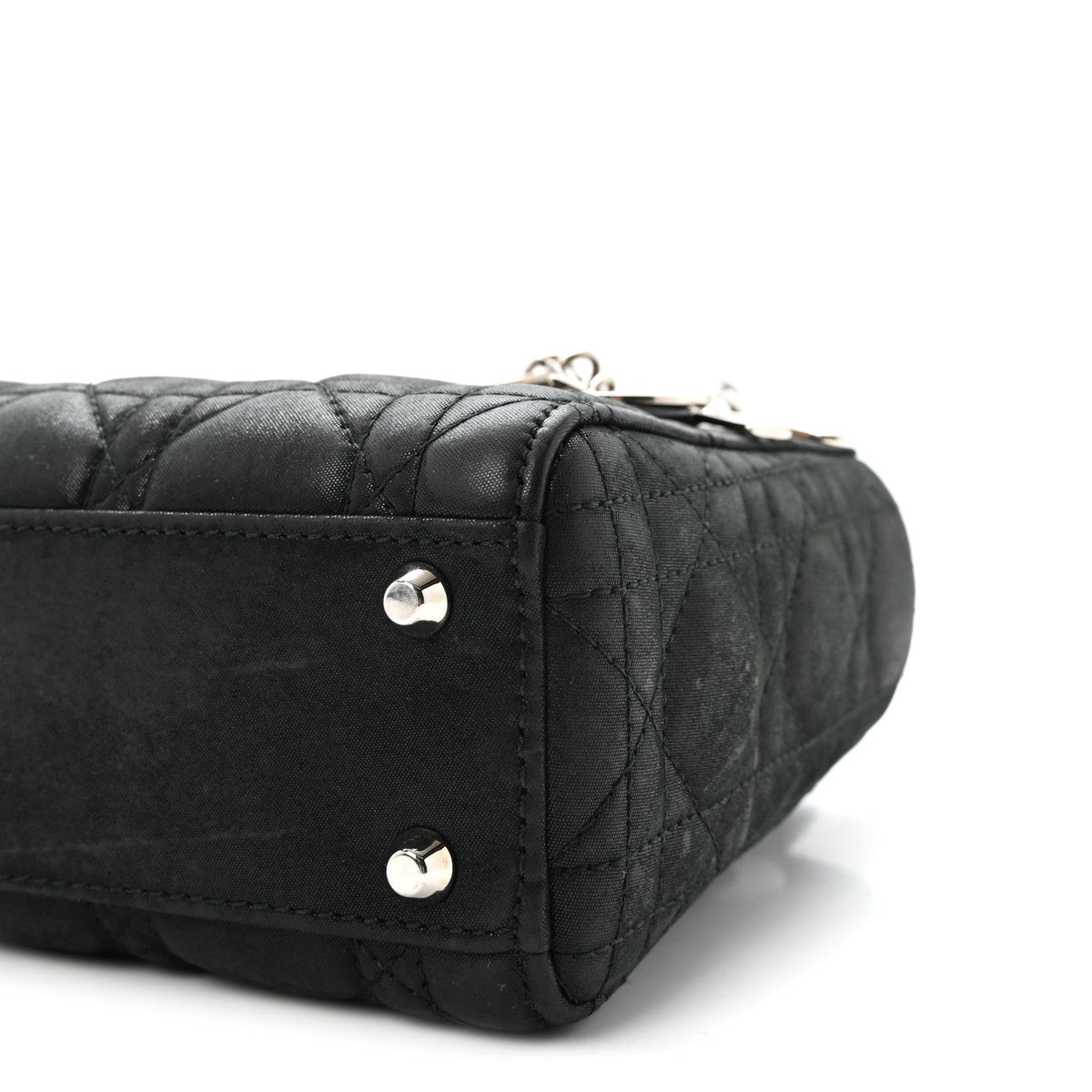 Metallic Calfskin Cannage Mini Lady Dior Black wholesalehk.shop