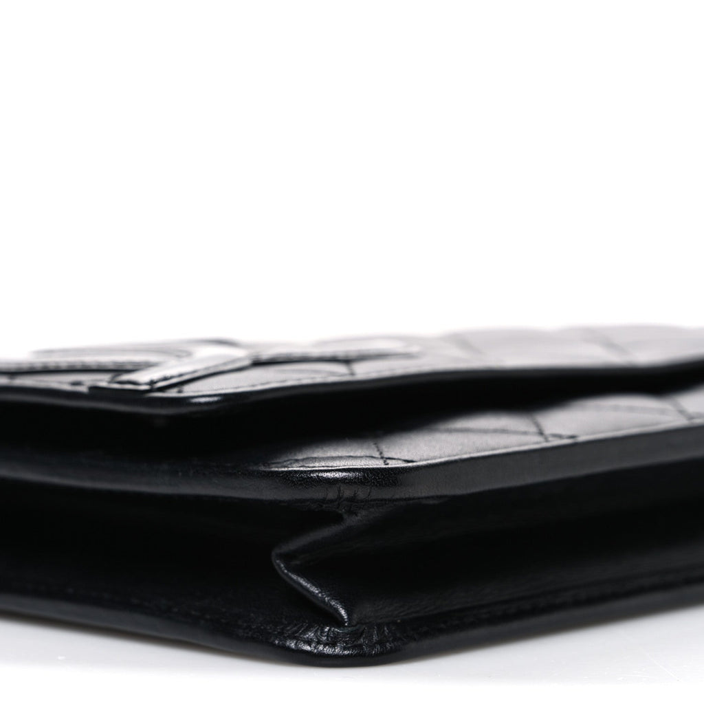 Calfskin Quilted Cambon Wallet on Chain WOC Black wholesalehk.shop