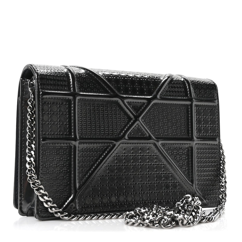 Metallic Patent Micro-Cannage Diorama Wallet on Chain Pouch Onyx Black ¡§ Direct shipment via from wholesalehk.shop