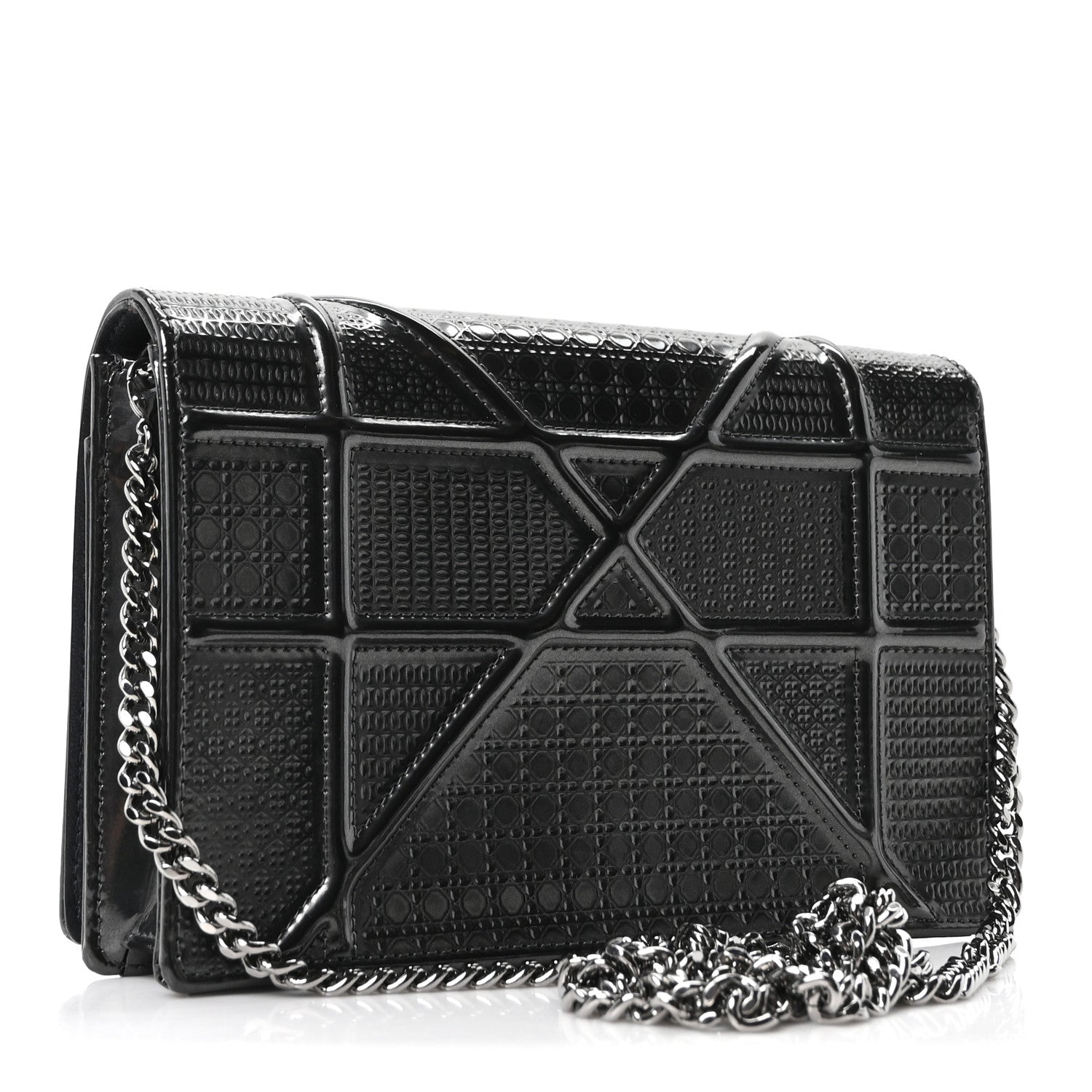 Metallic Patent Micro-Cannage Diorama Wallet on Chain Pouch Onyx Black ¡§ Direct shipment via from wholesalehk.shop