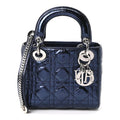 Metallic Crinkled Lambskin Cannage Mini Lady Dior Blue wholesalehk.shop