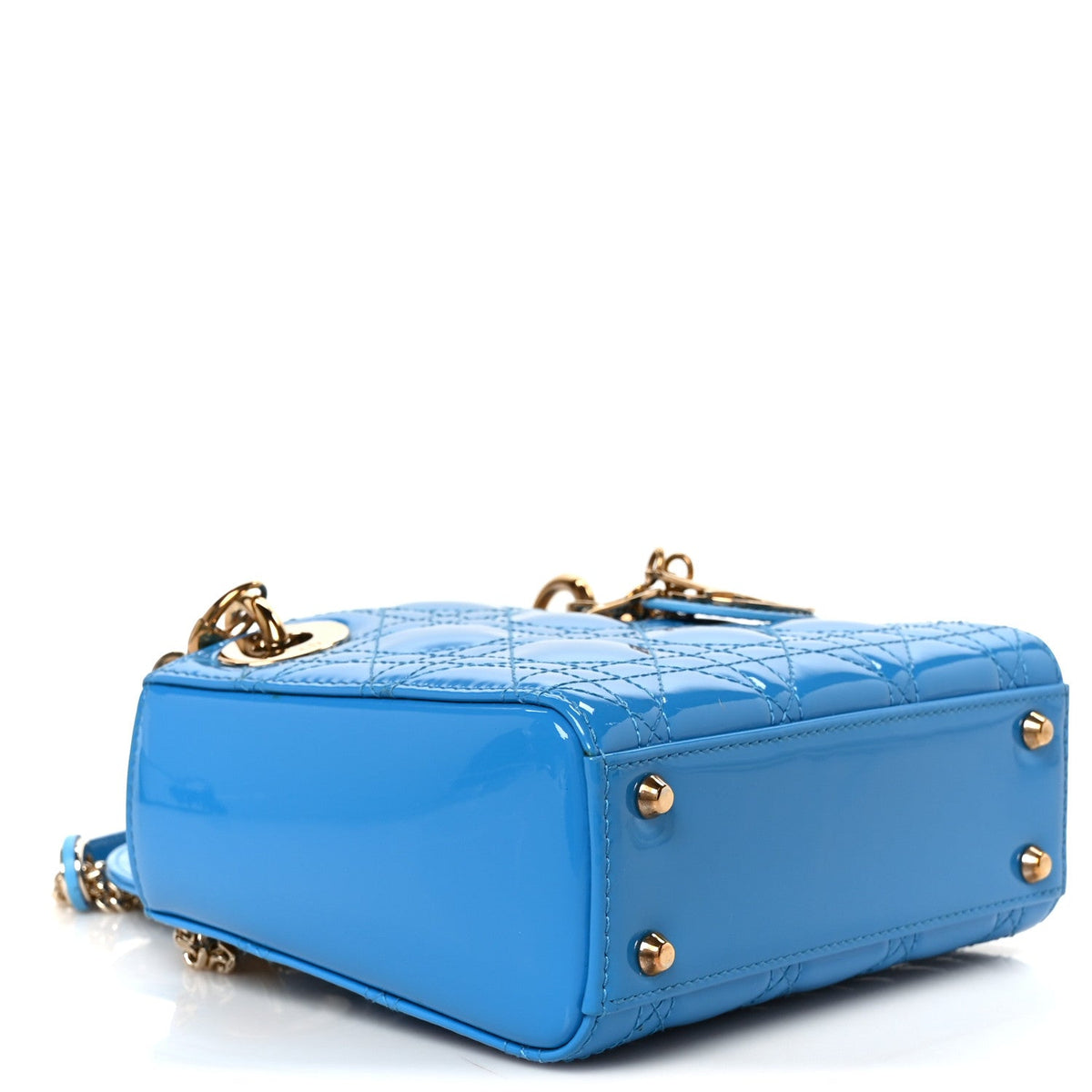 Patent Cannage Mini Lady Dior Blue wholesalehk.shop