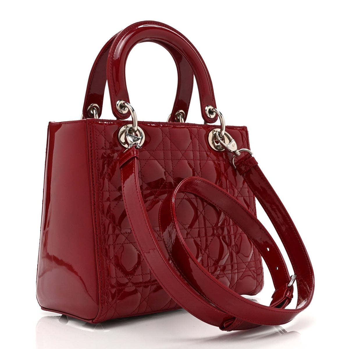Patent Cannage Medium Lady Dior Red wholesalehk.shop
