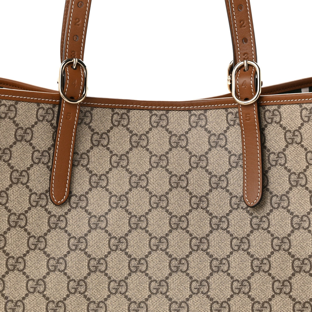 GG Supreme Monogram Emblem Large Tote Bag Beige Dark Brown wholesalehk.shop