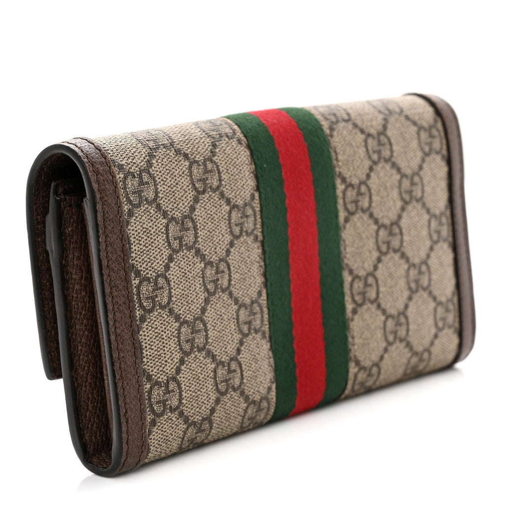 GG Supreme Monogram Web Ophidia Continental Wallet Brown wholesalehk.shop