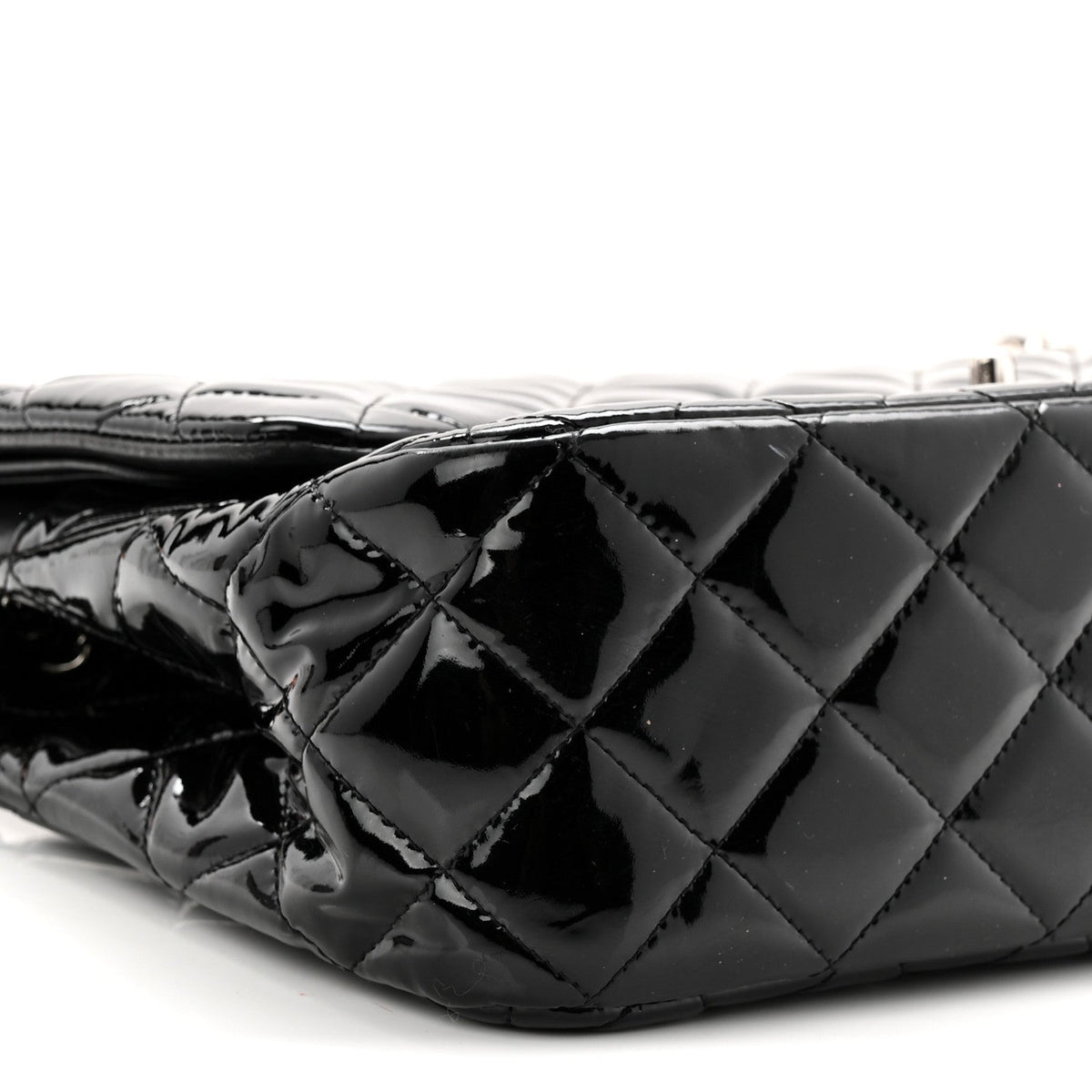 Patent Quilted Jumbo Double Flap Black wholesalehk.shop