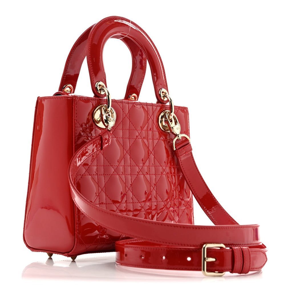 Patent Cannage Small Lady Dior Cherry Red wholesalehk.shop
