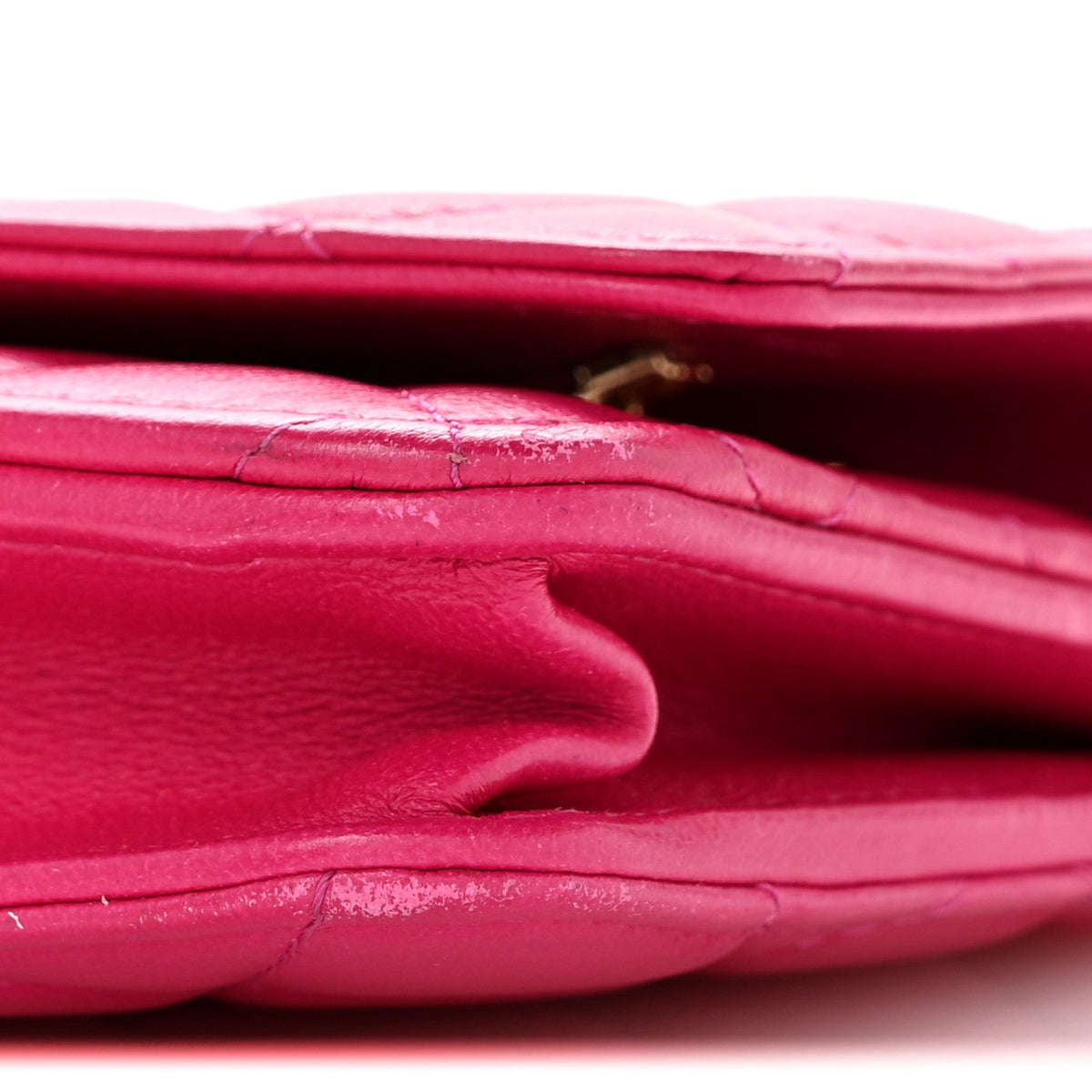 Lambskin Quilted Top Handle Wallet On Chain WOC Pink wholesalehk.shop