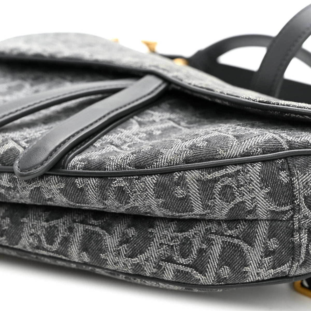 Denim Oblique Jacquard Saddle Bag With Strap Grey wholesalehk.shop