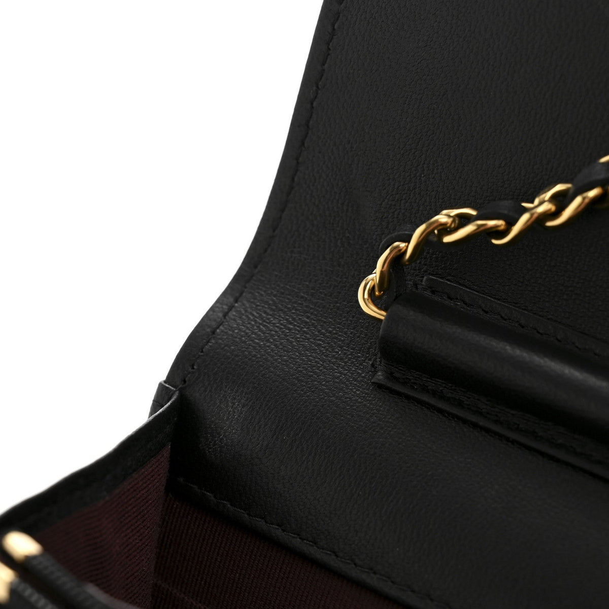 Lambskin Quilted Wallet On Chain WOC Black wholesalehk.shop