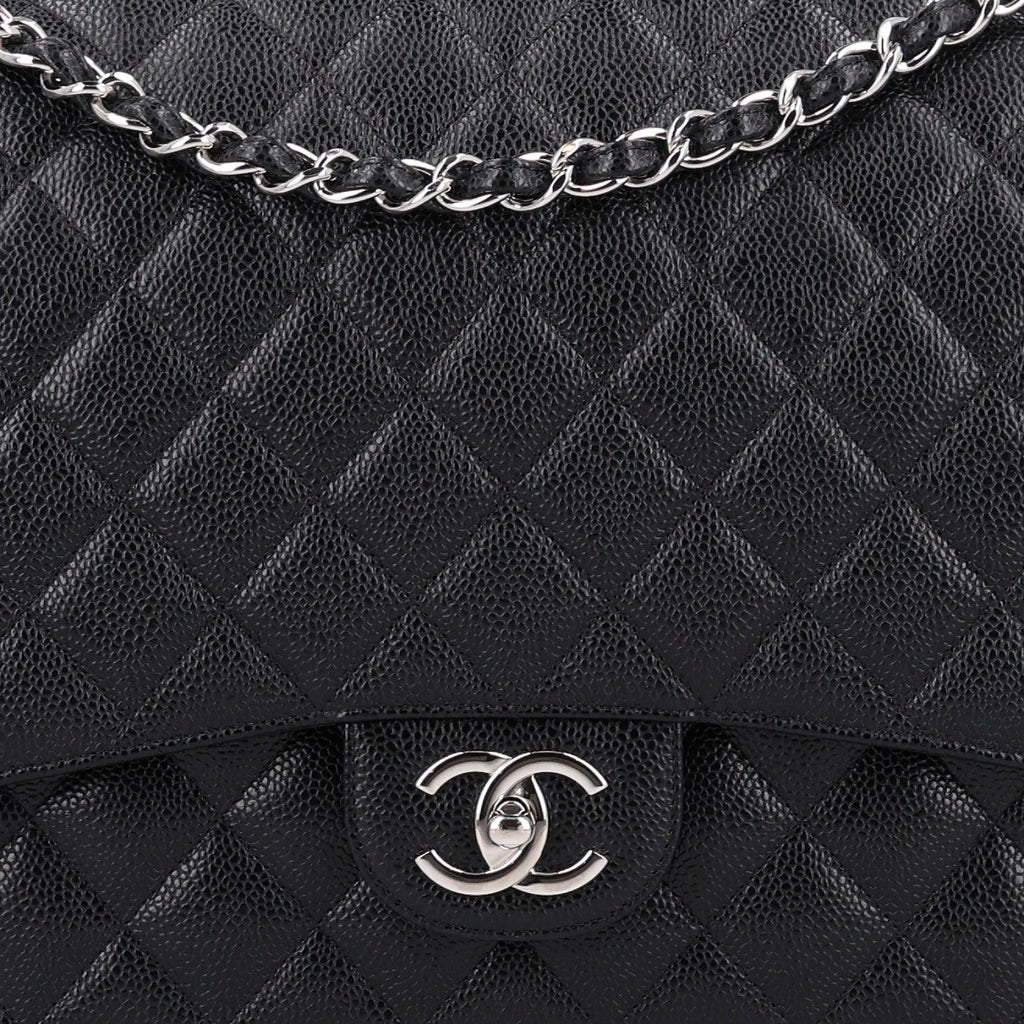 Caviar Quilted Maxi Double Flap Black wholesalehk.shop