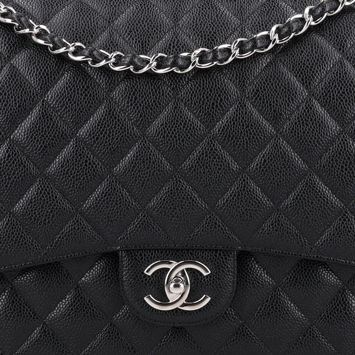 Caviar Quilted Maxi Double Flap Black wholesalehk.shop