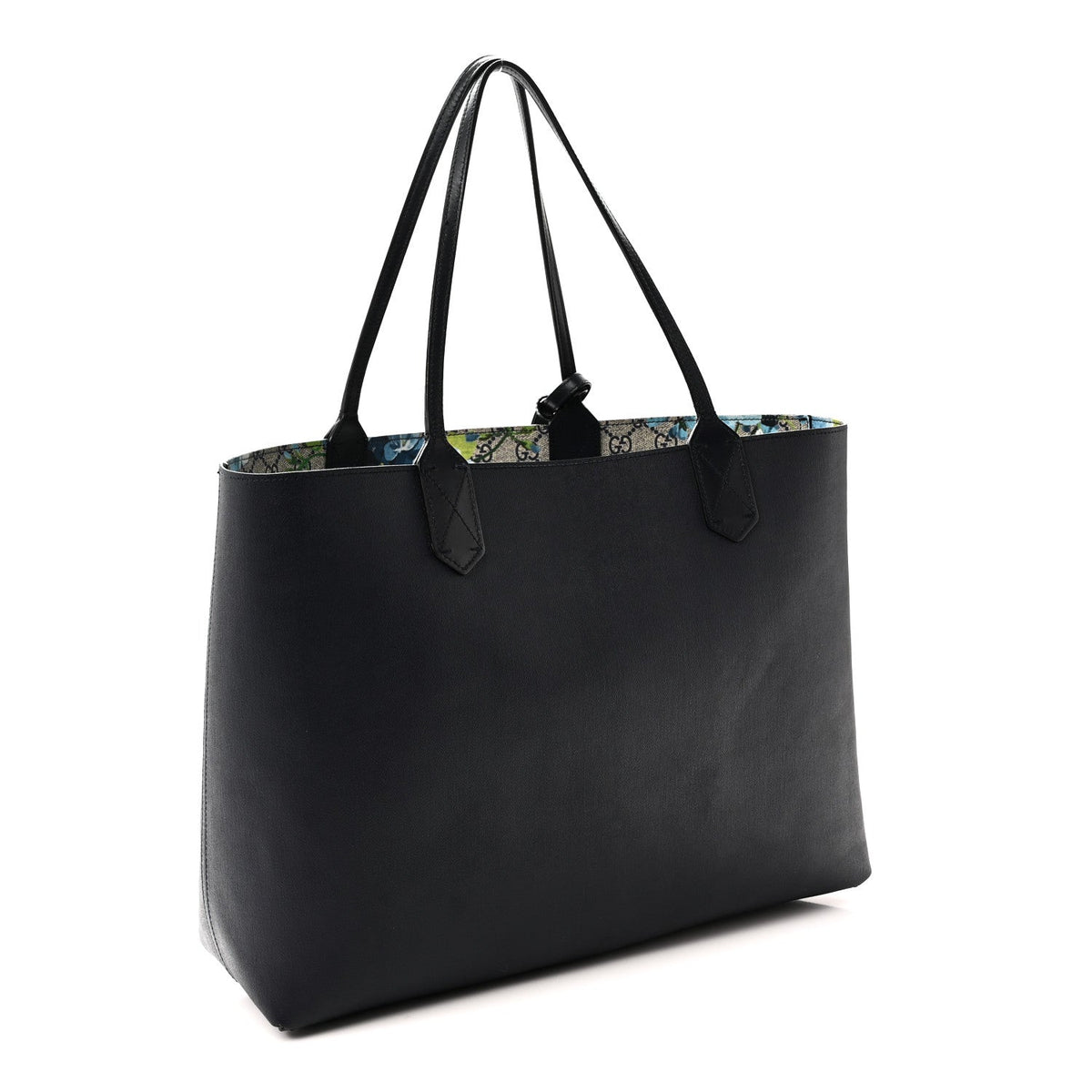 GG Supreme Monogram Blooms Medium Reversible Tote Beige Blue Navy wholesalehk.shop