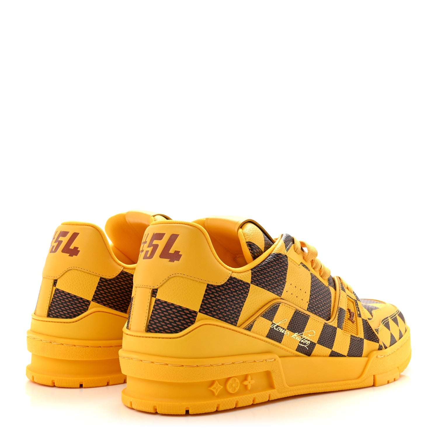 Damier Pop Grained Calfskin Mens LV Trainer Sneakers 8 Jaune Mat £¨ Direct shipment via from wholesalehk.shop