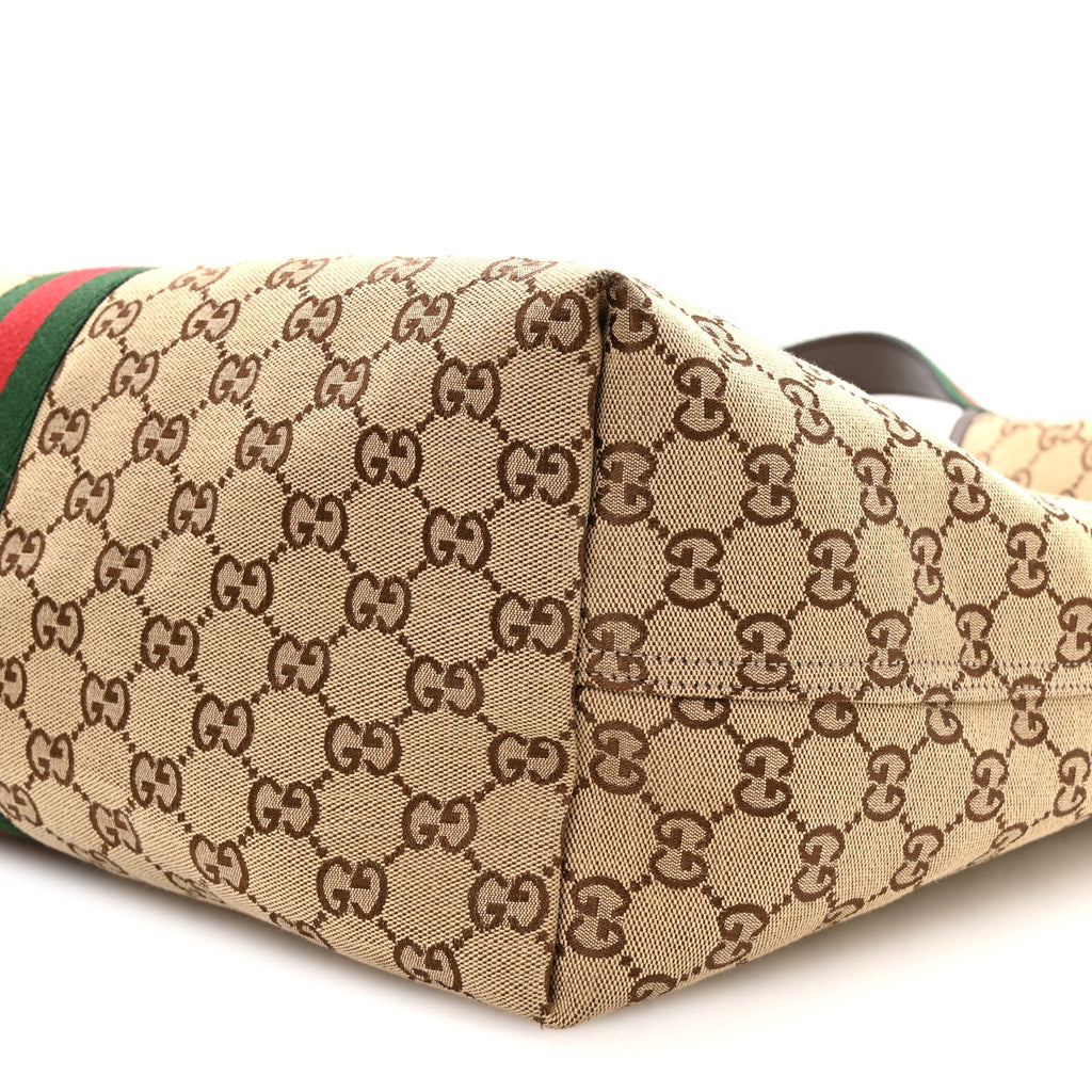 GG Monogram Web Large Giglio Tote Beige Brown wholesalehk.shop