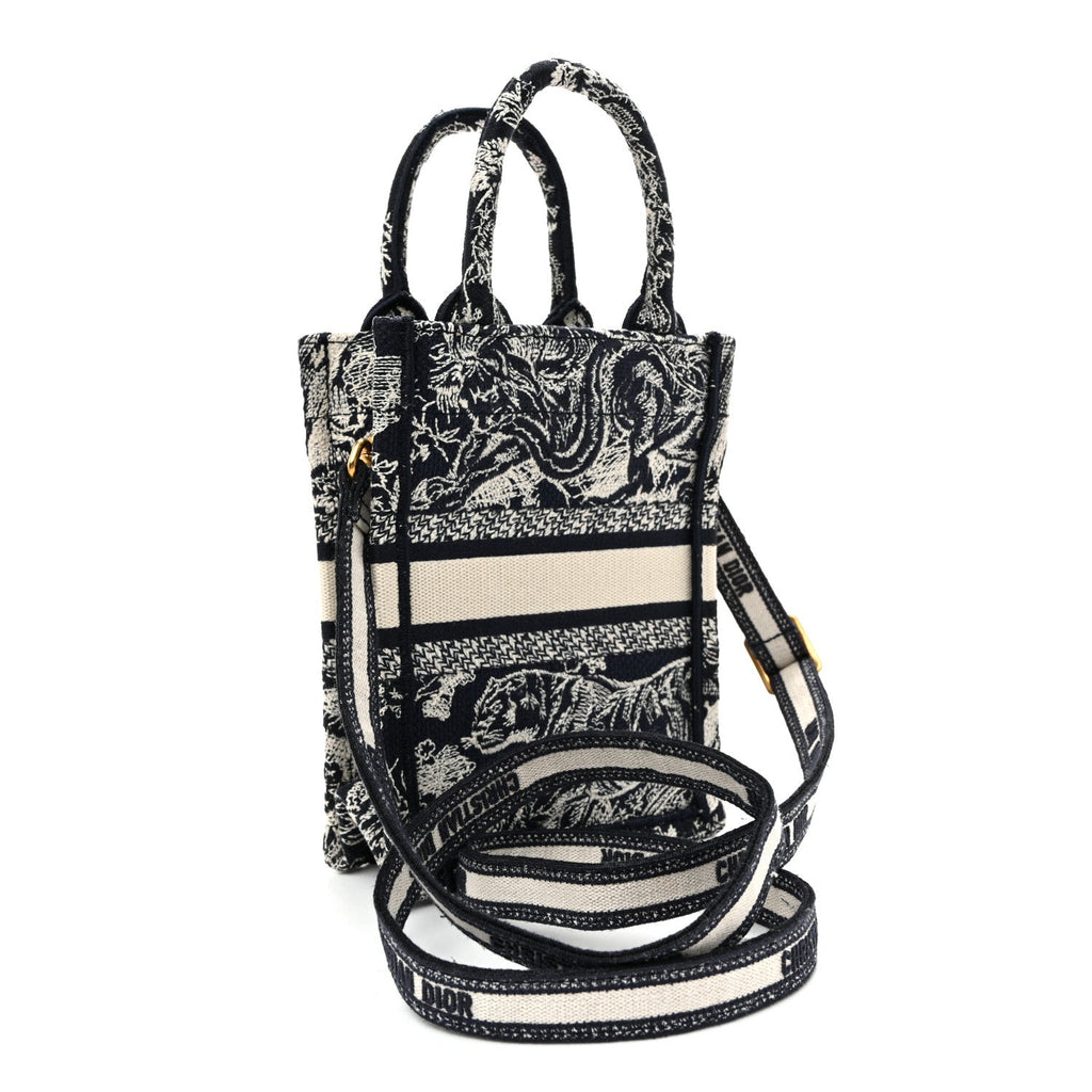 Canvas Toile de Jouy Reverse Embroidered Mini Book Tote Phone Bag Blue £¨ Direct shipment via from wholesalehk.shop