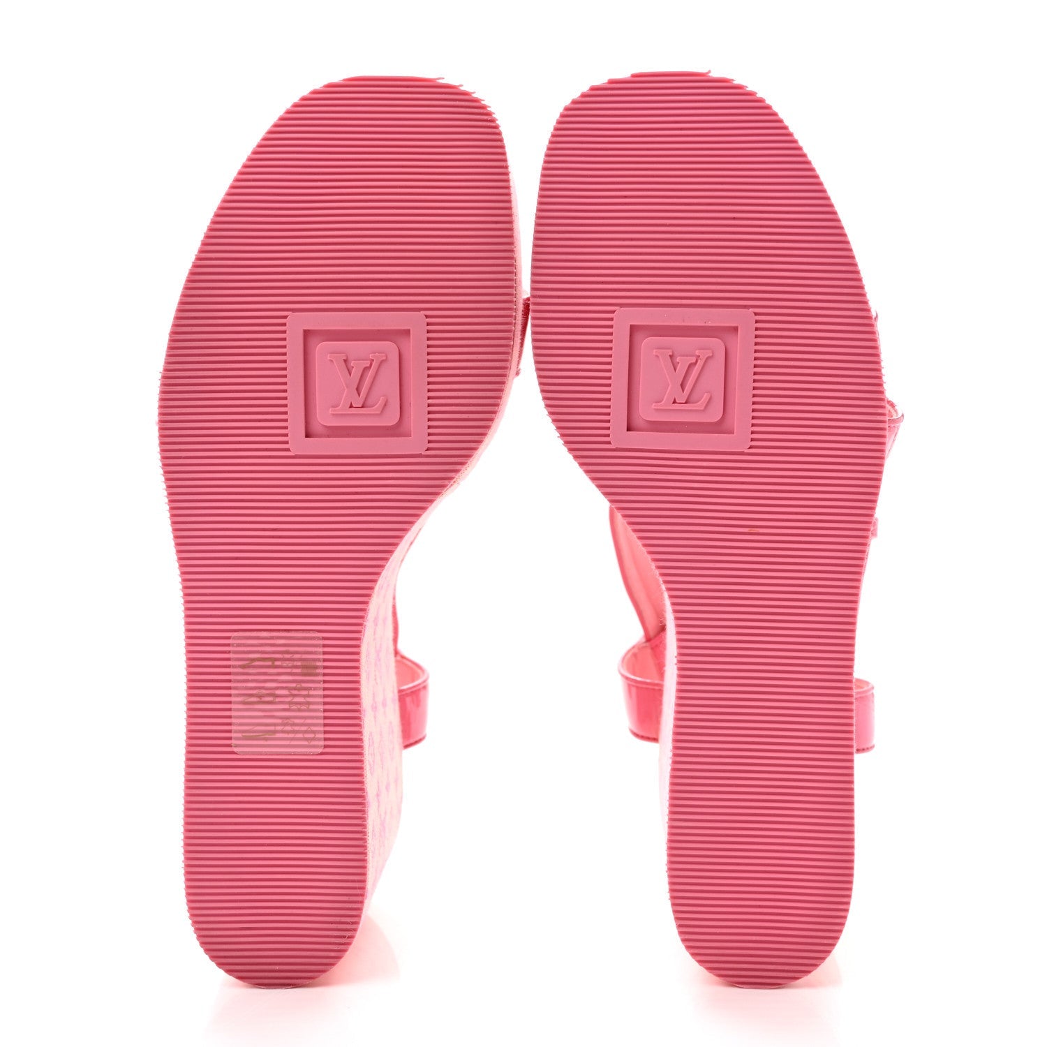 Patent Monogram Wedge Sandals 38 Pink £¨ Direct shipment via from wholesalehk.shop