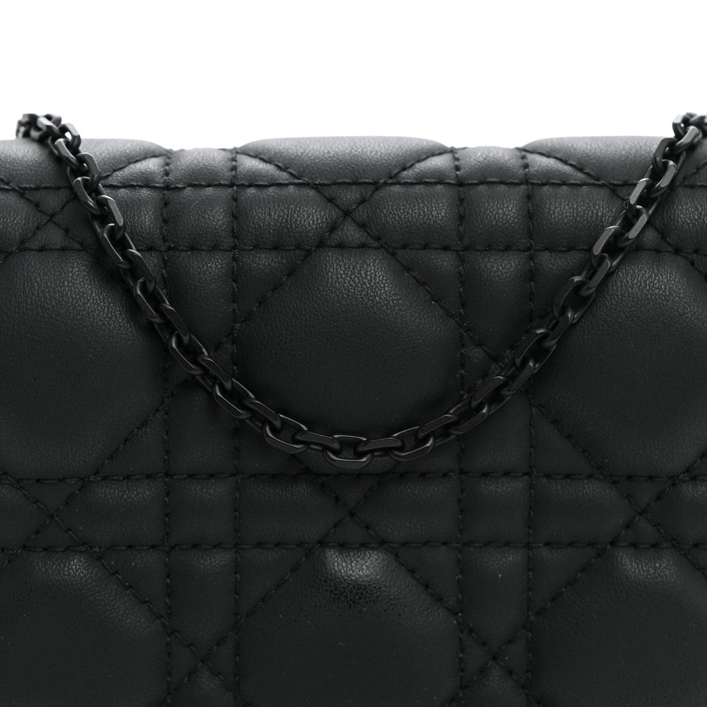 Ultra Matte Calfskin Cannage Nano Lady Dior Pouch Black wholesalehk.shop