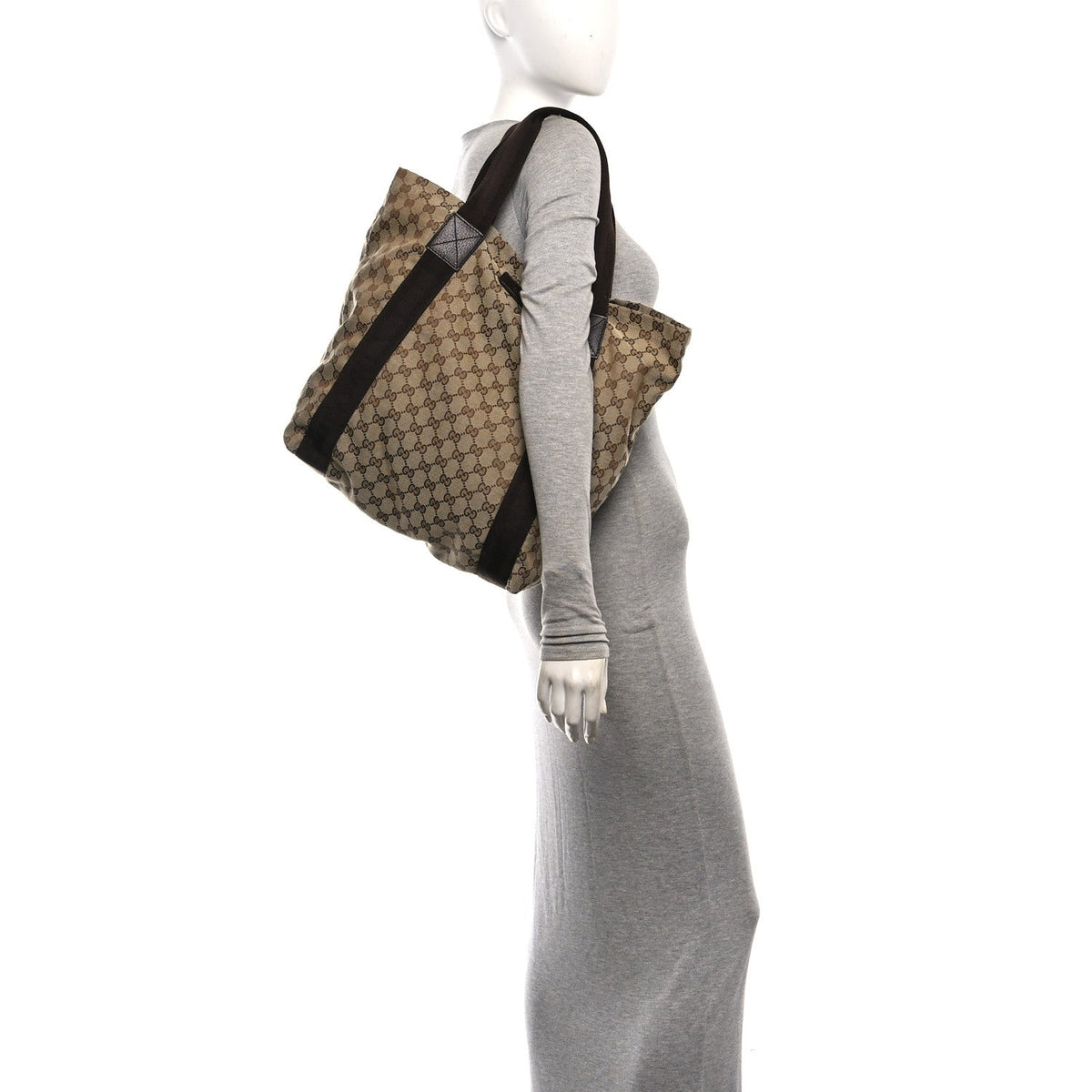 GG Monogram Medium Handle Vertical Tote Bag Dark Brown wholesalehk.shop