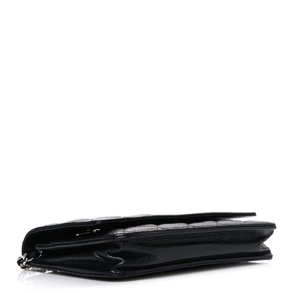 Caviar Quilted Wallet on Chain WOC Black wholesalehk.shop