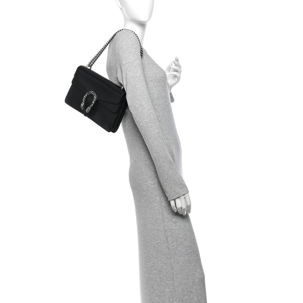 Pebbled Calfskin Small Dionysus Shoulder Bag Black wholesalehk.shop
